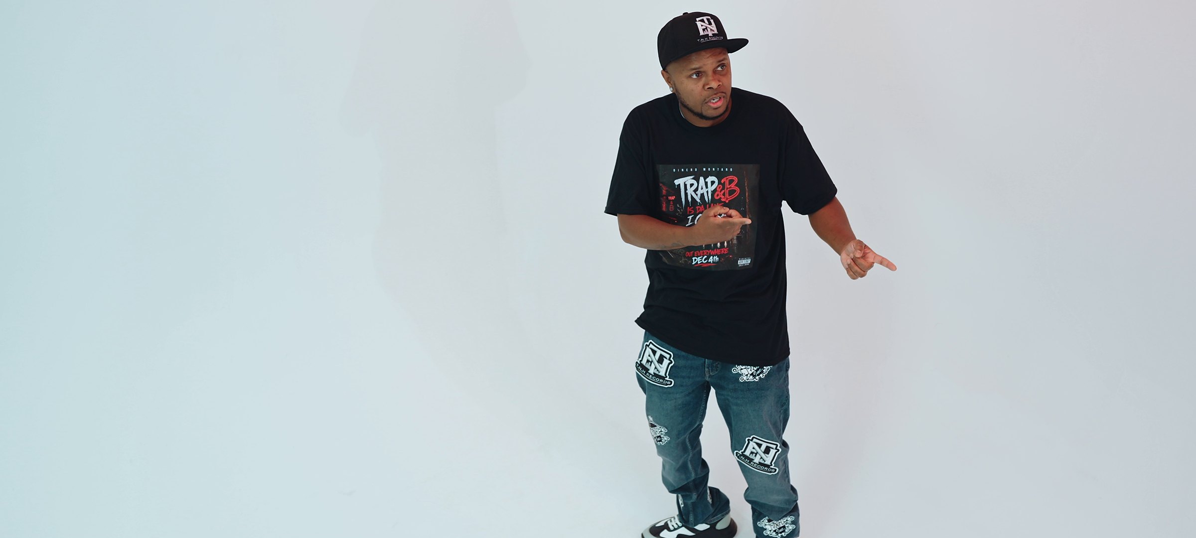 Dinero Montaro in the Trap&amp;B tee and T.N.H denim